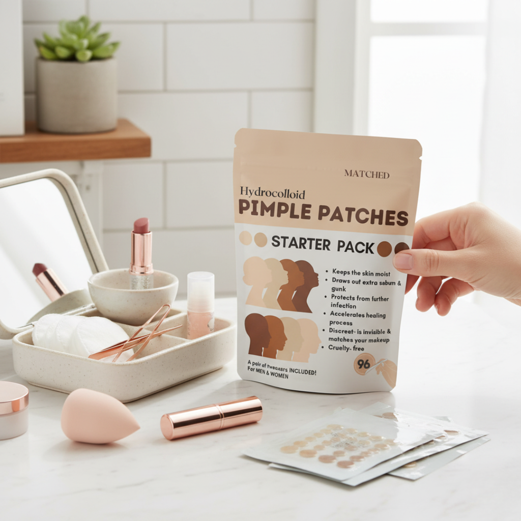 Starter Pack- Skin tone Round Hydrocolloid Pimple Patches – 96 Count (3 Sizes)